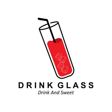 Drink Glass Logo Design, Vector Icon Illustration of Juice, Wine, and Coffee Drinks