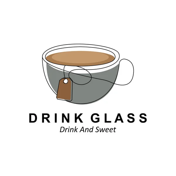 Drink Glass Logo Design Vector Icon Illustration Juice Wine Coffee — 스톡 벡터
