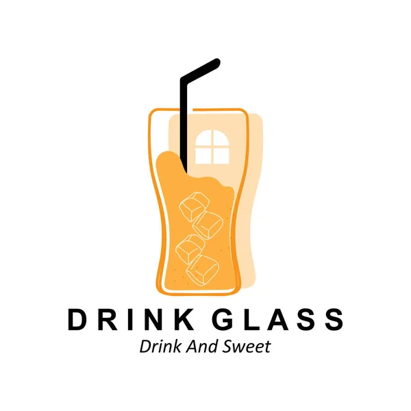 Drink Glass Logo Design Vector Icon Illustration Juice Wine Coffee — Stockvektor