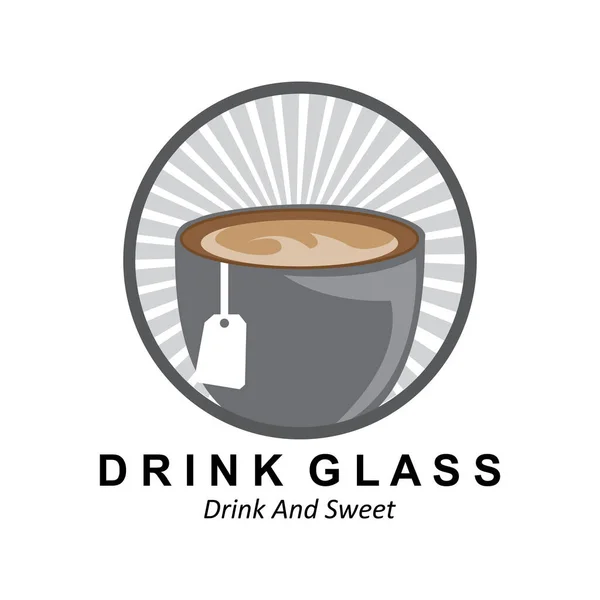 Drink Glass Logo Design Vector Icon Illustration Juice Wine Coffee — Vettoriale Stock