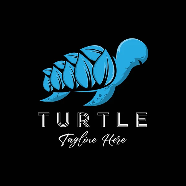 Sea Turtle Logo Design Protected Amphibian Marine Animal Icon Illustration — Vetor de Stock