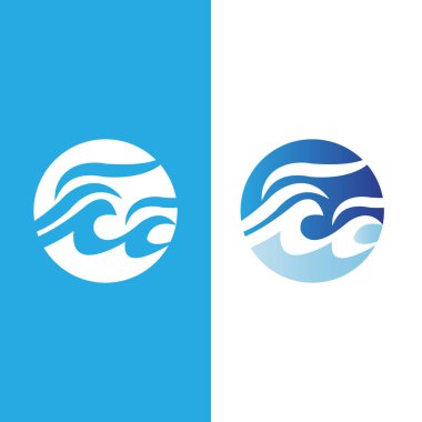 Ocean Waves Logo Design, Beach Icon Illustration