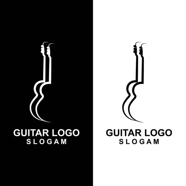 Guitar Logo Design Musical Instrument Vector Icon Illustration — Stock vektor