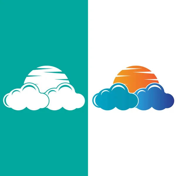 Cloud And Sun Logo Design, Sky Landscape Illustration, Brand Identity Vector