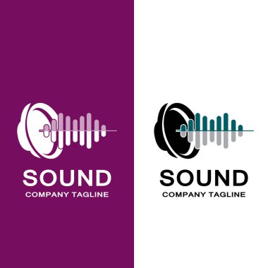 müzik ses dalgası logo vektörü, hoparlör ve kulaklık