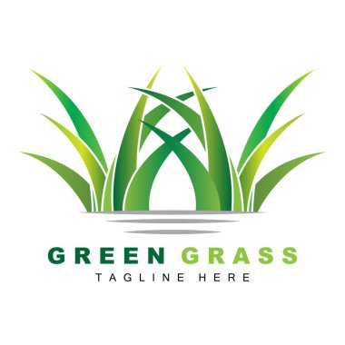 Green Grass Logo Design, Farm Landscape Illustration, Natural Scenery Vector