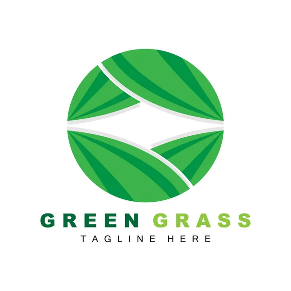 Green Grass Logo Design, Farm Landscape Illustration, Natural Scenery Vector