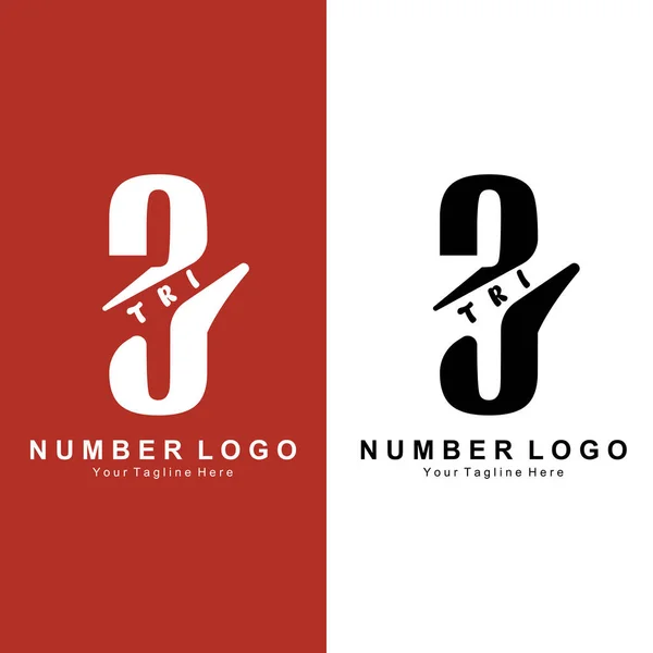 Nummer Tre Logotyp Design Premium Ikon Vektor Illustration För Företag — Stock vektor