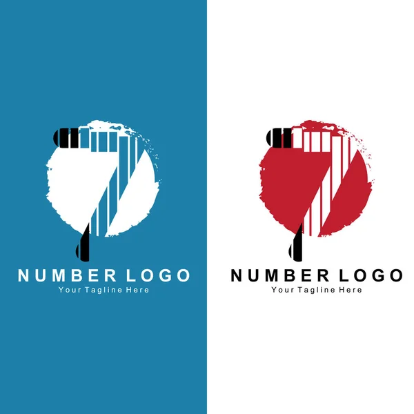Nummer Sju Logo Design Premium Ikon Vektor Illustration För Företag — Stock vektor
