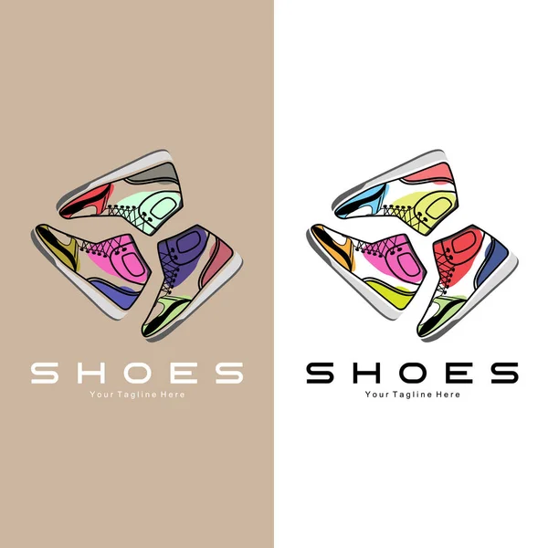 Trampki Shoe Logo Design Wektor Ilustracji Trendów Obuwia Młodzieżowego Prosta — Wektor stockowy
