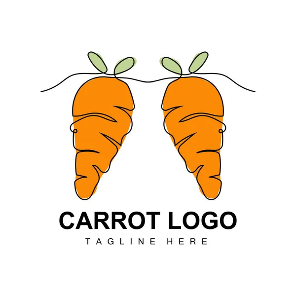 Carrot Logo Design Line Vector Style Vegetarian Fruit Vegetable Icon — ストックベクタ