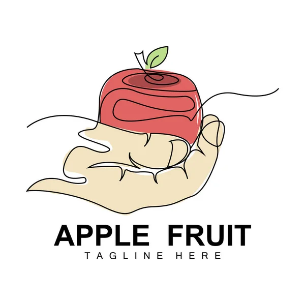 Apple Logo Design Fruit Vector Line Art Style Fruit Garden — 스톡 벡터