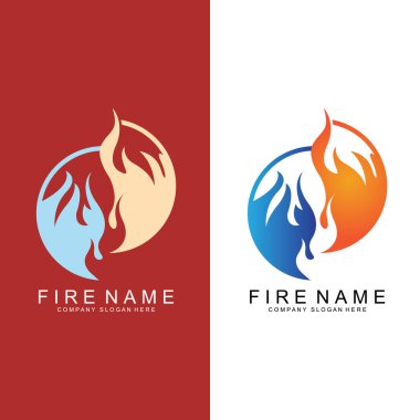 kırmızı için yanan ateş simgesi vektör logosu, klasik retro tasarım