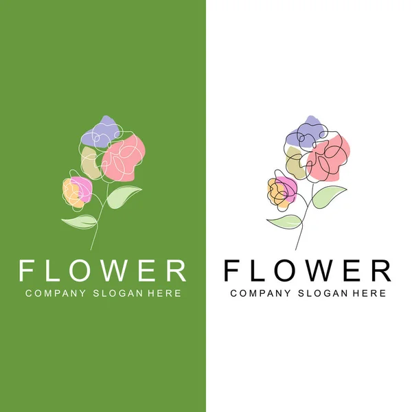 Logotipo Floral Diseño Vector Ilustración Estilo Línea Icono Arte Abstracto — Archivo Imágenes Vectoriales