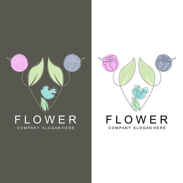 Logotipo Floral Diseño Vector Ilustración Estilo Línea Icono Arte Abstracto — Archivo Imágenes Vectoriales