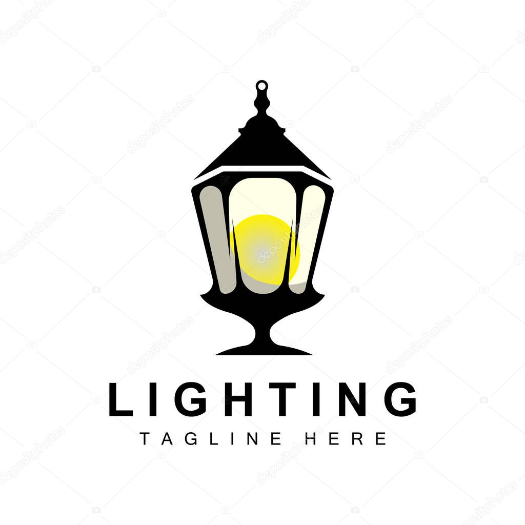Lantern Lamp Logo Design, Life Lighting Vector, Lamp Logo Illustration, Product Brand