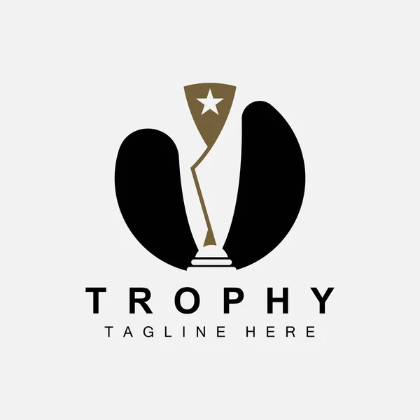 Trophy Logo Design Award Winner Championship Trophy Vector Erfolgsmarke — Stockvektor