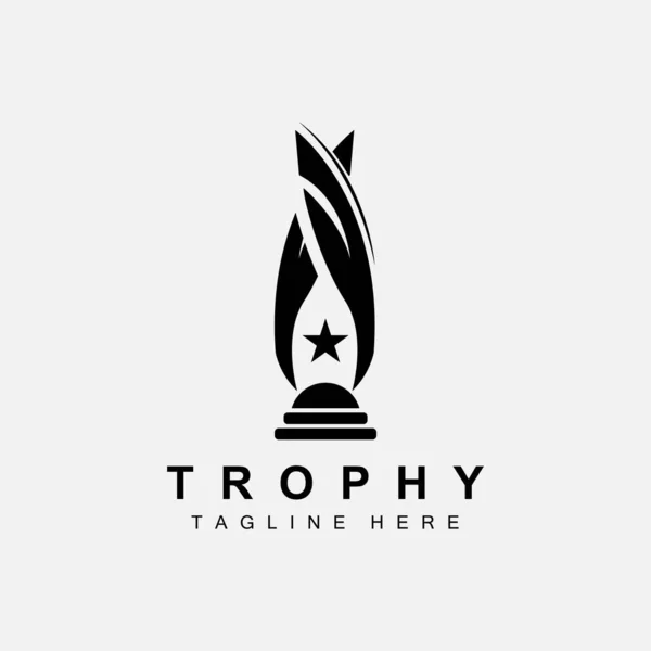 Trophy Logo Design Award Winner Championship Trophy Vector Erfolgsmarke — Stockvektor