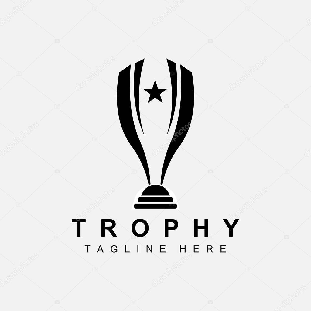 Trophy Logo Design, Award Winner Championship Trophy Vector, Success Brand