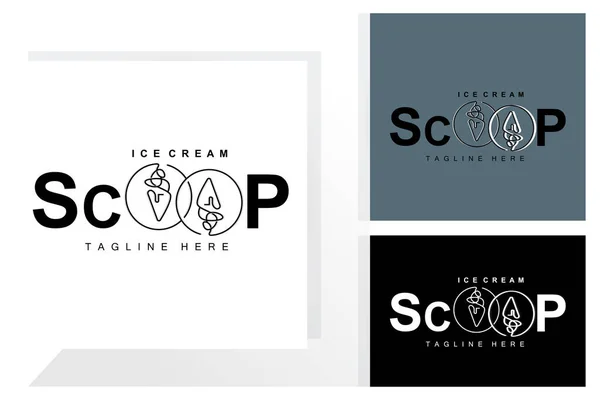 Ice Cream Gelato Logo Design, Sweet Soft Cold Food, Vector Brand Company Products
