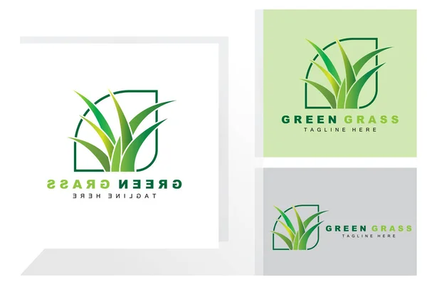 Green Grass Logo Design, Farm Landscape Illustration, Natural Scenery Vector