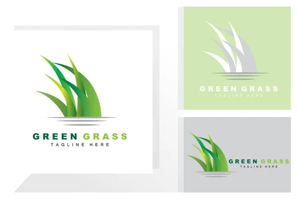 Green Grass Logo Design, Farm Landscape Illustration, Natural Scenery Vector