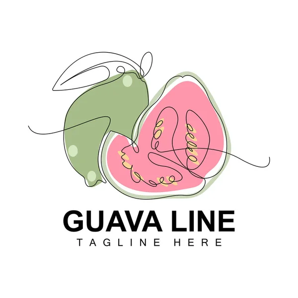 Guava Logo Tasarımı, Satır Biçimli Vektör, Taze Meyve Piyasası İllüstrasyonu, Vitamin Tesisi