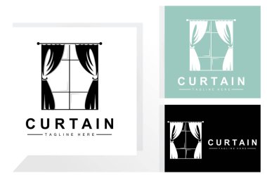 Home And Exhibition Curtain Logo Design, Building Decoration Vector Illustration