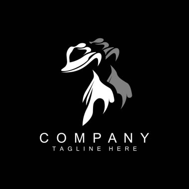 Dedektif Logo Tasarımı, Mafya Dedektifi Smokin ve Şapka Görüntü Vektörü, Siyah Adam İş Adamı Simgesi