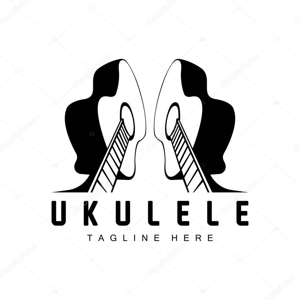 Minimalist Ukulele Music Logo Design, Ukulele Guitar Vector. Ukelele Logo Design