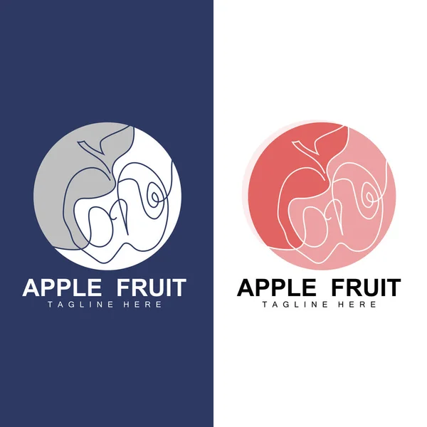 Fruit Apple Logo Tasarımı, Kırmızı Meyve Vektörü, Soyut Tarzı, Ürün Markası İllüstrasyonu