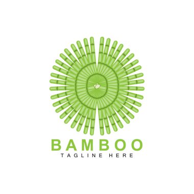 Bambu Logo Tasarımı, Yeşil Ağaç Vektörü, Panda Gıda, Ürün Şablonu İllüstrasyonu