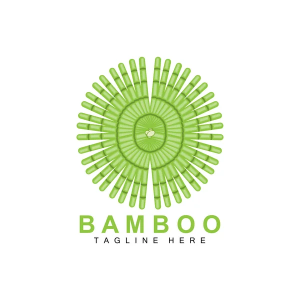 Bambu Logo Tasarımı, Yeşil Ağaç Vektörü, Panda Gıda, Ürün Şablonu İllüstrasyonu