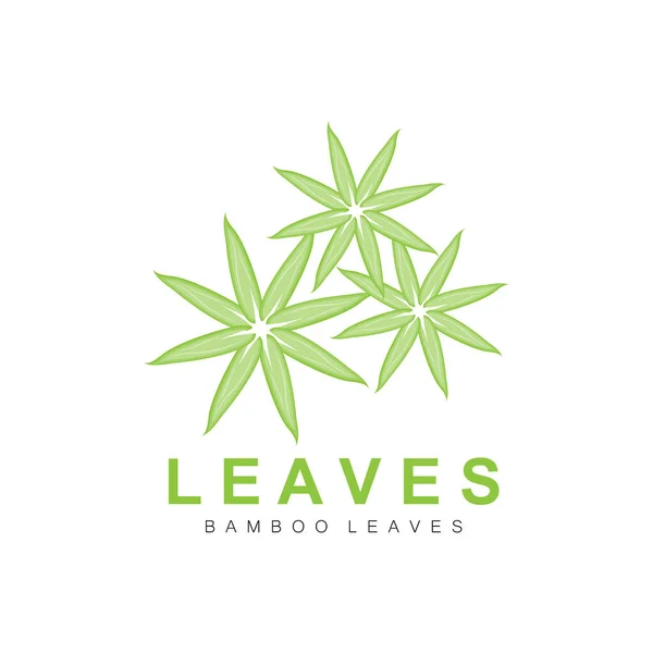 Bamboo Leaf Logo Design Green Plant Vector Panda Food Bamboo — стоковий вектор
