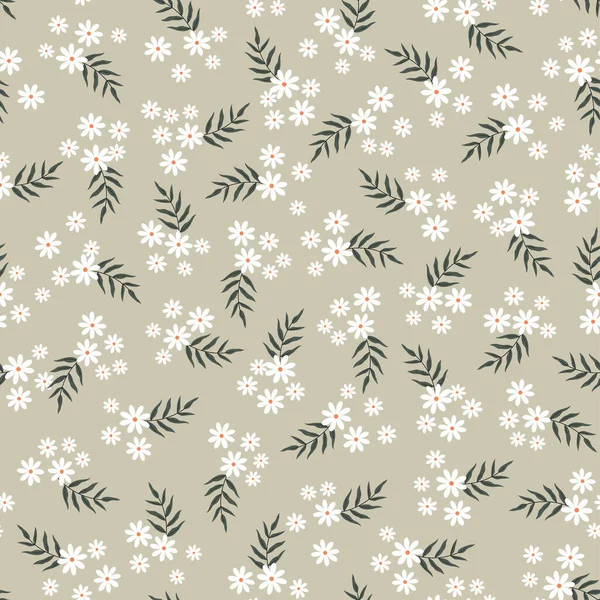 Hermoso Patrón Textura Sin Costura Pequeños Grandes Patrones Flores Blancas — Vector de stock