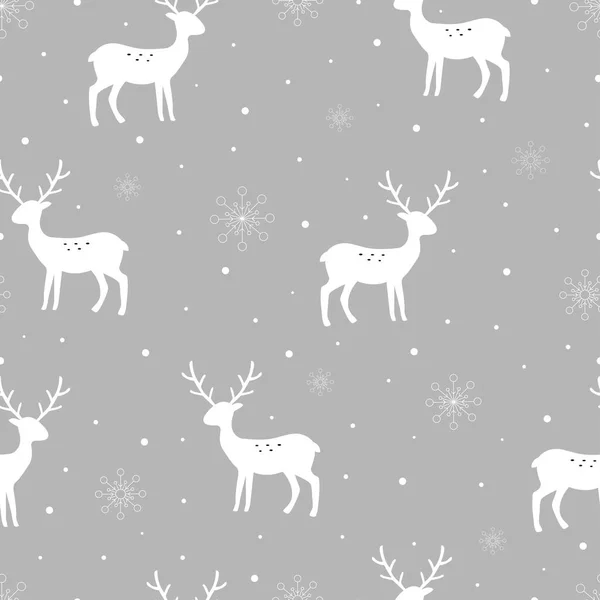 Seamless Pattern Deer Silhouettes Snowflake Gray Background Design Used Publication — Stock Vector