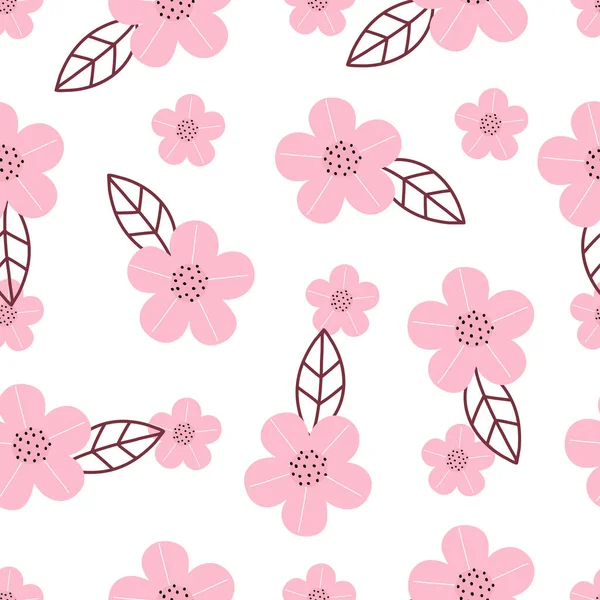 Patrón Vectorial Sin Costuras Dibujado Mano Fondo Flor Rosa Estilo — Vector de stock