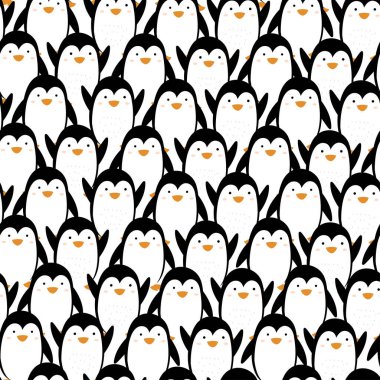 Penguen deseni. Kusursuz vektör arkaplanı.