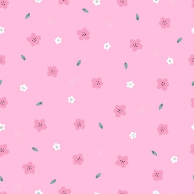 Parmak izi, duvar kağıdı, kumaş ve tekstil için kullanılan karikatür şeklinde çizilmiş çiçek arkaplan desenli el. Vektör illüstrasyonu