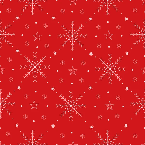 Kırmızı zemin üzerinde kar taneleri olan Noel pürüzsüz deseni Kış Tatili Kutlaması Duvar Kağıdı Vektörü illüstrasyonu