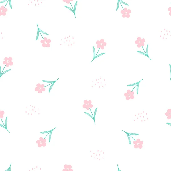 Patrón Textura Sin Costuras Fondo Flor Rosa Diseño Dibujado Mano — Vector de stock