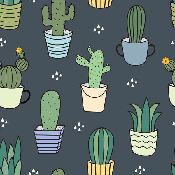 Cactus Patrón Sin Costuras Sobre Fondo Blanco Diseño Dibujado Mano Ilustraciones De Stock Sin Royalties Gratis