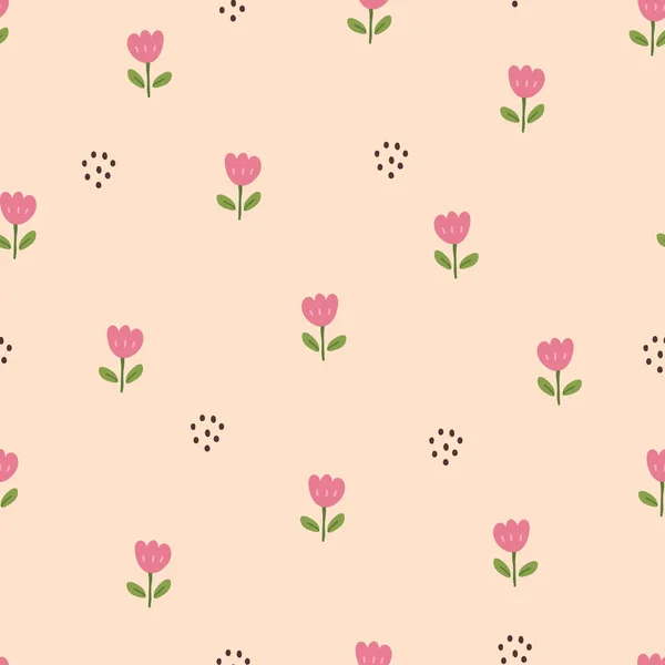 Patrón Sin Costura Pequeño Fondo Flores Colocadas Azar Sobre Fondo — Vector de stock