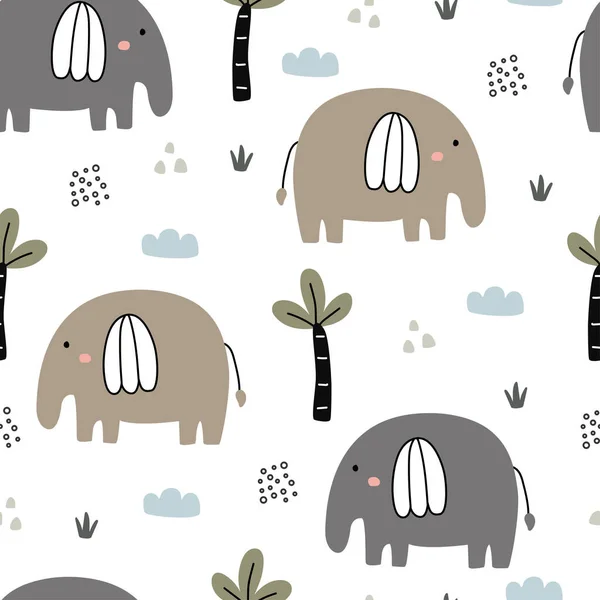 Patrón Elefante Bebé Sin Costuras Lindo Dibujo Animado Animal Fondo Vectores De Stock Sin Royalties Gratis