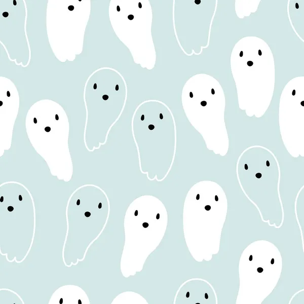 Naadloos Patroon Ontwerp Voor Halloween Halloween Symbool Achtergrond Met Geesten — Stockvector