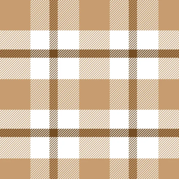 Tartán Patrón Sin Costura Plaid Vector Con Pastel Marrón Blanco — Vector de stock