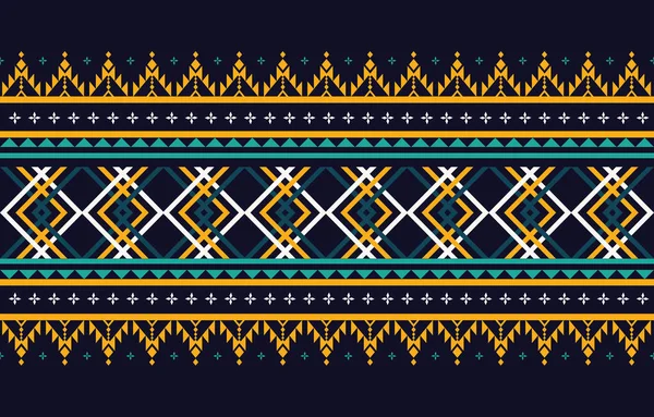 Geometric Ethnic Pattern Abstract Seamless Background Navy Blue Yellow Colors — Stock Vector