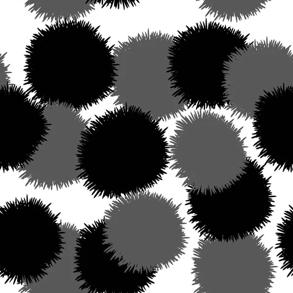 Płynny wzór z czarno-szarymi puszystymi przedmiotami na białym tle tapety — Zdjęcie stockowe