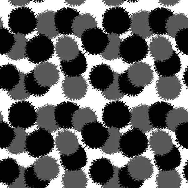 Nahtloses Muster mit schwarzen und grauen flauschigen Objekten — Stockfoto