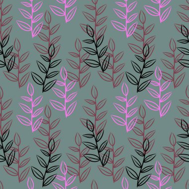 Mor arka planda dalları olan kusursuz çiçek deseni. 